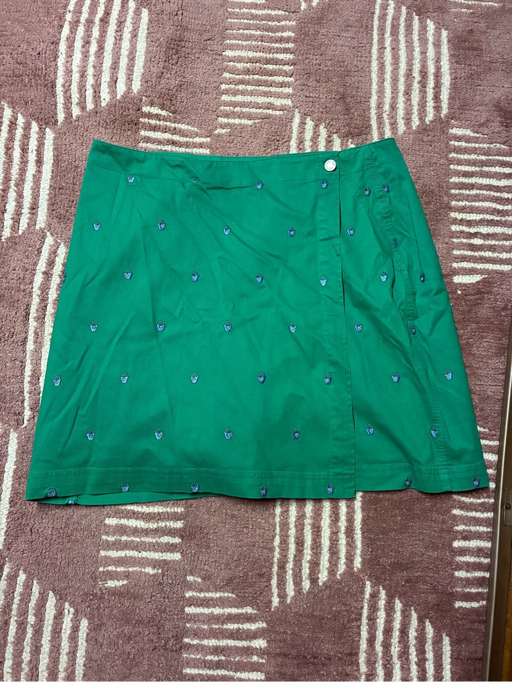 Kate Hill Emerald Green Mini Skort with Navy Embroidery